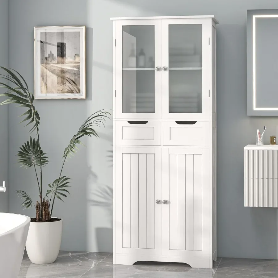 Storage & Organization - 67 cm hoge badkamerkast, vrijstaande witte