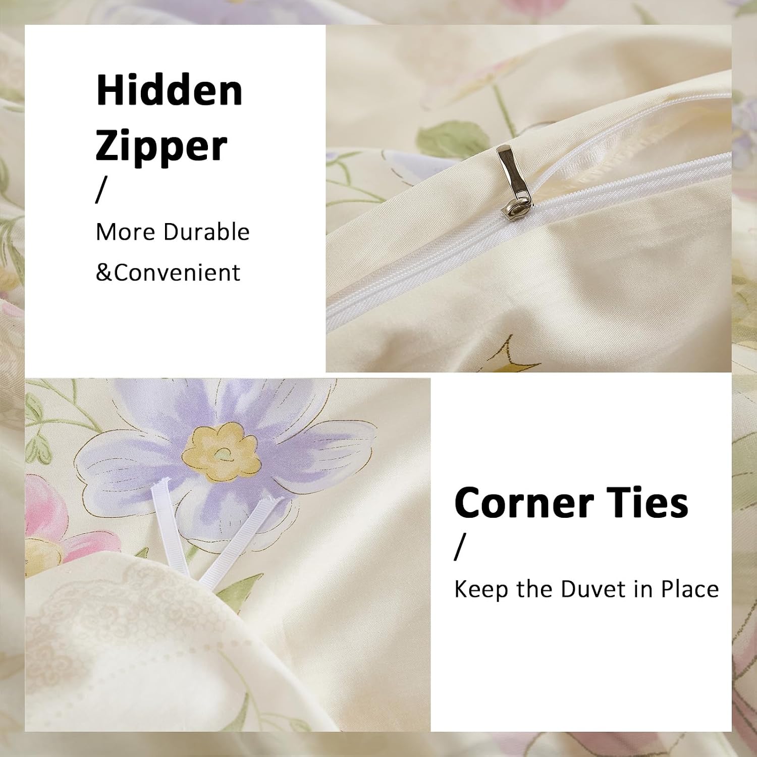Bloemenprint dekbedovertrek, q - Aesthetic Floral Duvet Cover recensie en prijs