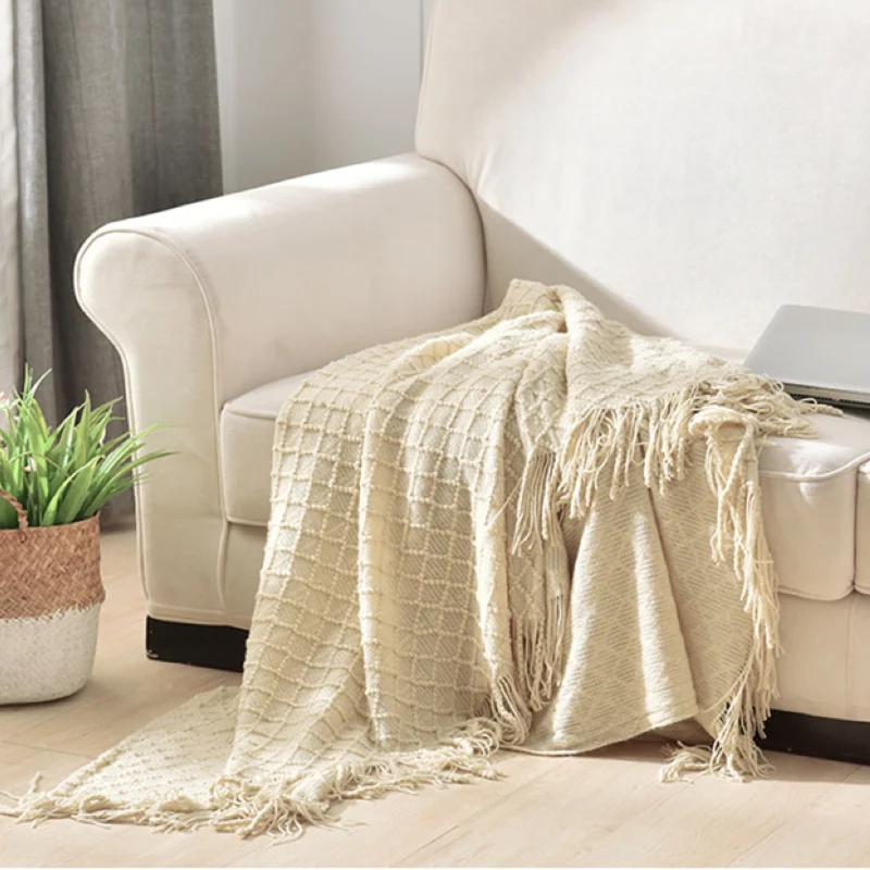 Mustardgele, gestructureerde g - Boho Throw Blanket Fringe recensie en prijs