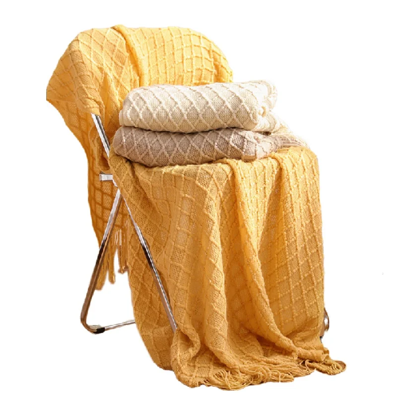 Textile City Diamond Knit Plai - Boho Throw Blanket Fringe recensie en prijs