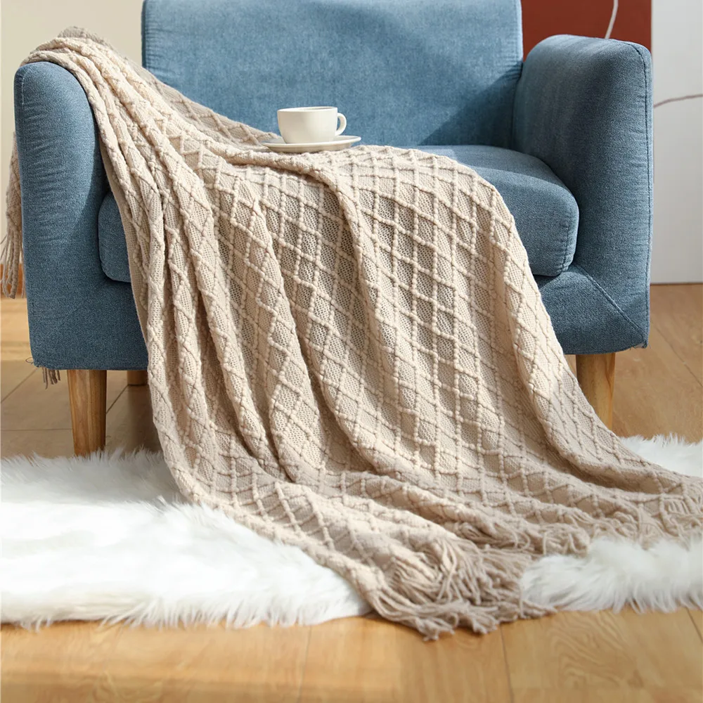 Textile City Diamond Knit Plai - Boho Throw Blanket Fringe recensie en prijs