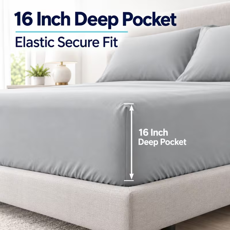 3/4-delige beddengoedset, zach - Fitted Bed Sheets Deep Pocket recensie en prijs