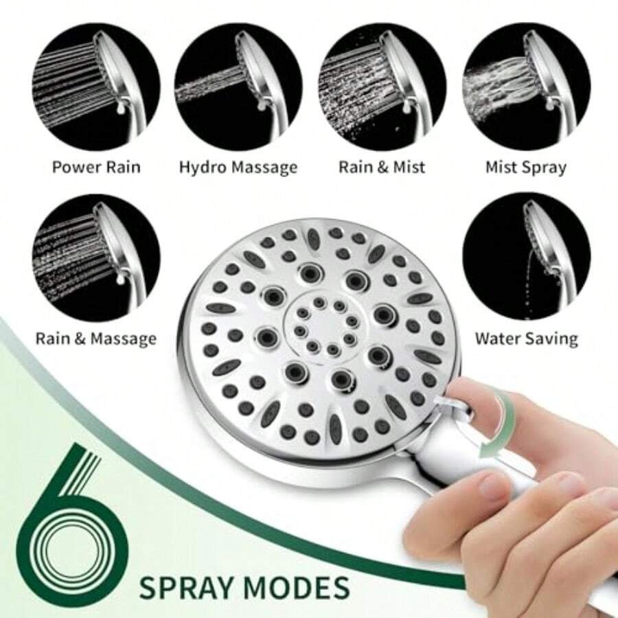 Douchekop met 6 sproeistanden, - High Pressure Shower Head Handheld recensie en prijs